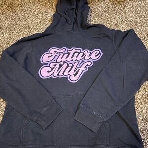 Port and Company Black Hoodie with Purple Graphic